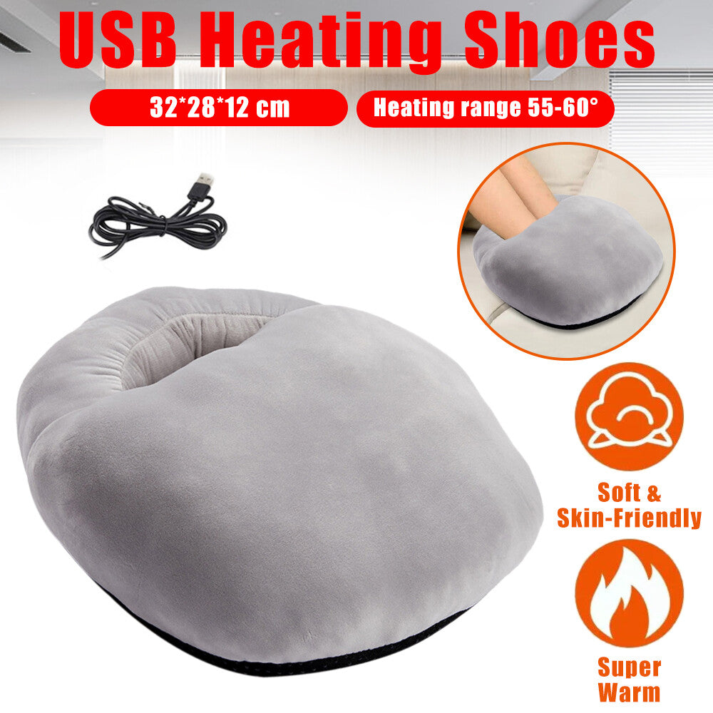 USB Heating Shoes Feet Warmer Slippers with Electric Heating Pad